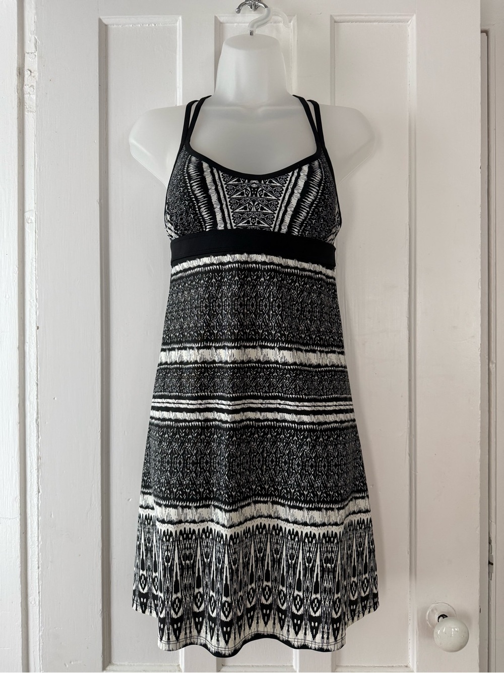 Athleta Black and White Striped Print Mini Dress